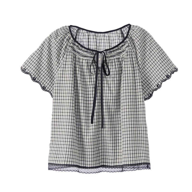 Betu Women s Plaid Tie-Front Short-Sleeve Shirt L