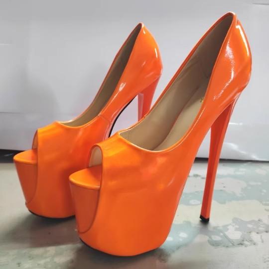 22cm Sexy Peep Toe Platform Women PumpsSuper High Thin Heels Patent Leather Wedding Stilettos Large Size 9 Inches Wedding Shoes