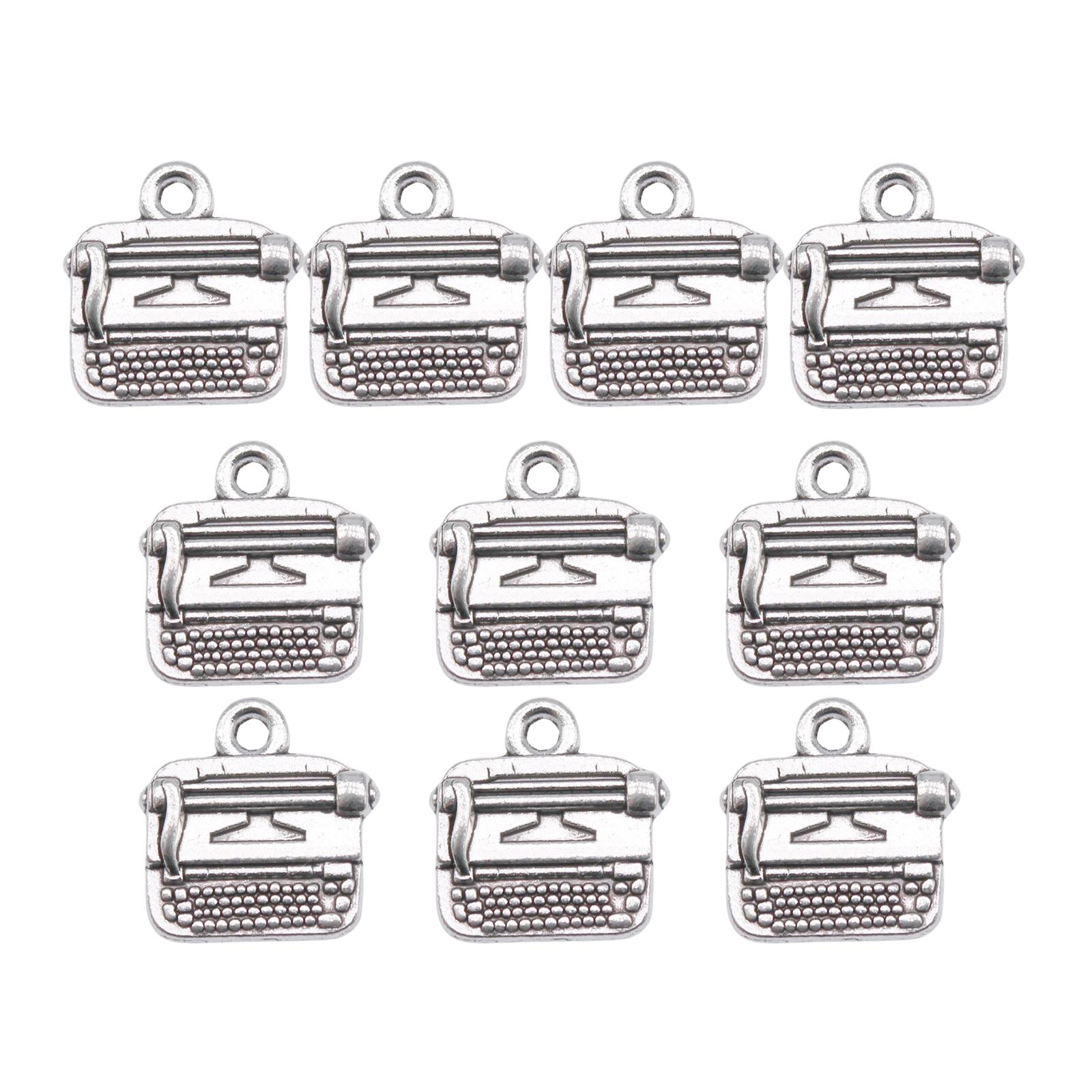 

Набор из 10 подвесок в виде винтажной пишущей машинки, ретро-стиль, ювелирная подвеска, сплавная текстура, подходит для уникальных любителей моды