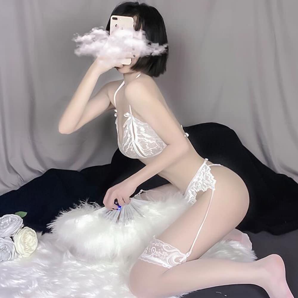 Sexy 4 Ultra Small Micro Extremely Erotic Cute Swimsuit [LIKENNY] Lingerie, Sets, Bikini, Transparent, Underwear, (White)