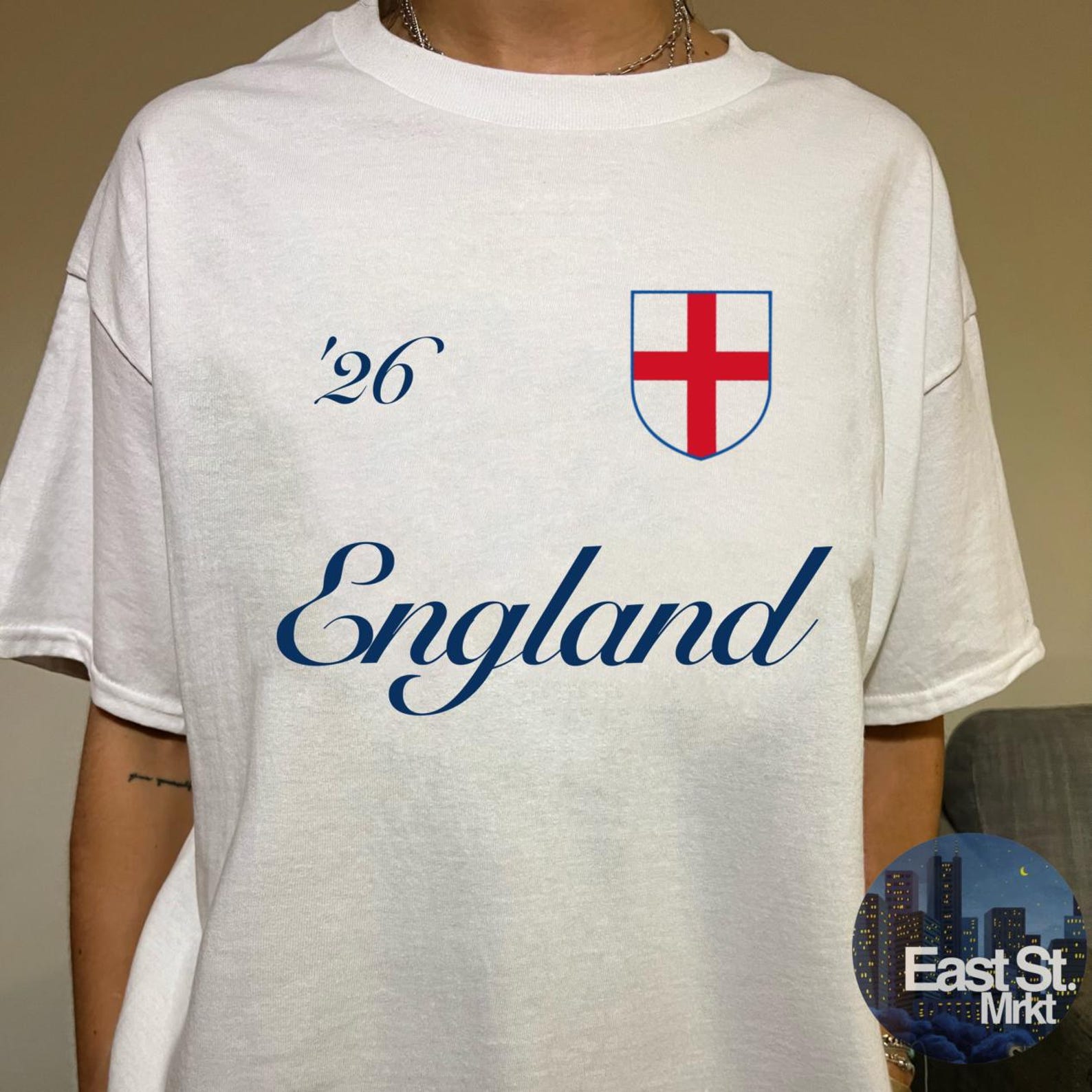 England 2026 Football Shirt - Vintage National Soccer Cup Graphic World Tee 2026 L
