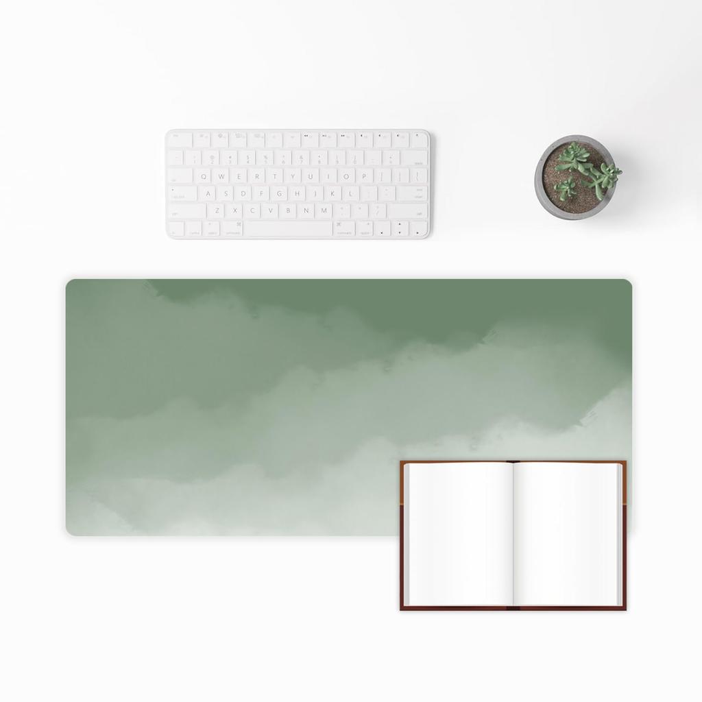 Large Sage Green Desk Mat PC Gaming Non-Slip Watercolor Ombre Soft for Computer Setup Mouse Pad 900×400 Mouse Mat Desk Pad