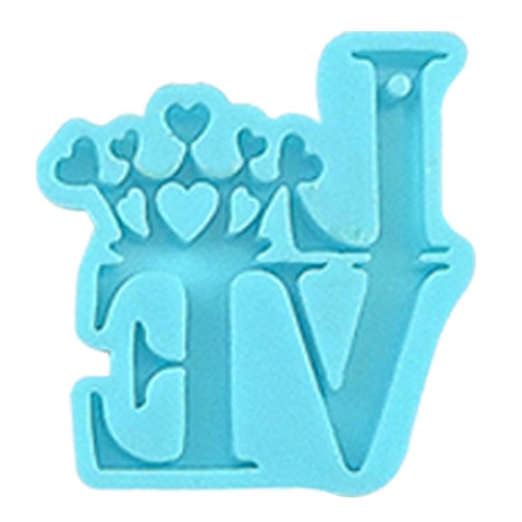 Kärleksskylt Bokstavsform Nyckelring Silikonform med Hål för DIY Dekoration Hartsgjutning Hängeform Alla hjärtans dag
