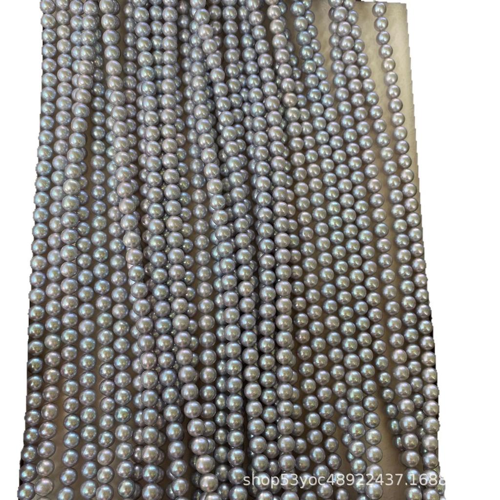 5-6mm Freshwater Pearls, Gray Near-Round, High Luster, Semi-Finished DIY Versatile Style