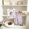Girls Summer Ice Silk Camisole Dress and Flare Cropped Pants Set – Sleeveless Two Piece Outfit for Kids