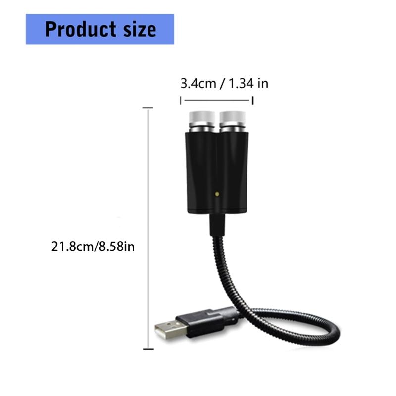 Automotive Roof Interior Atmosphere Light Adjustable Starry Projection USB Powered PVC Material Easy USB Plug Operation