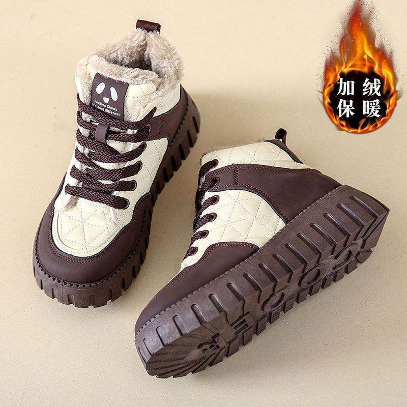 Girls Snow Boots Winter 2025 Fleece Thickened Medium and Older Children's Cotton Shoes Large Cotton Shoes Medium and Older Children's Girls Cotton 