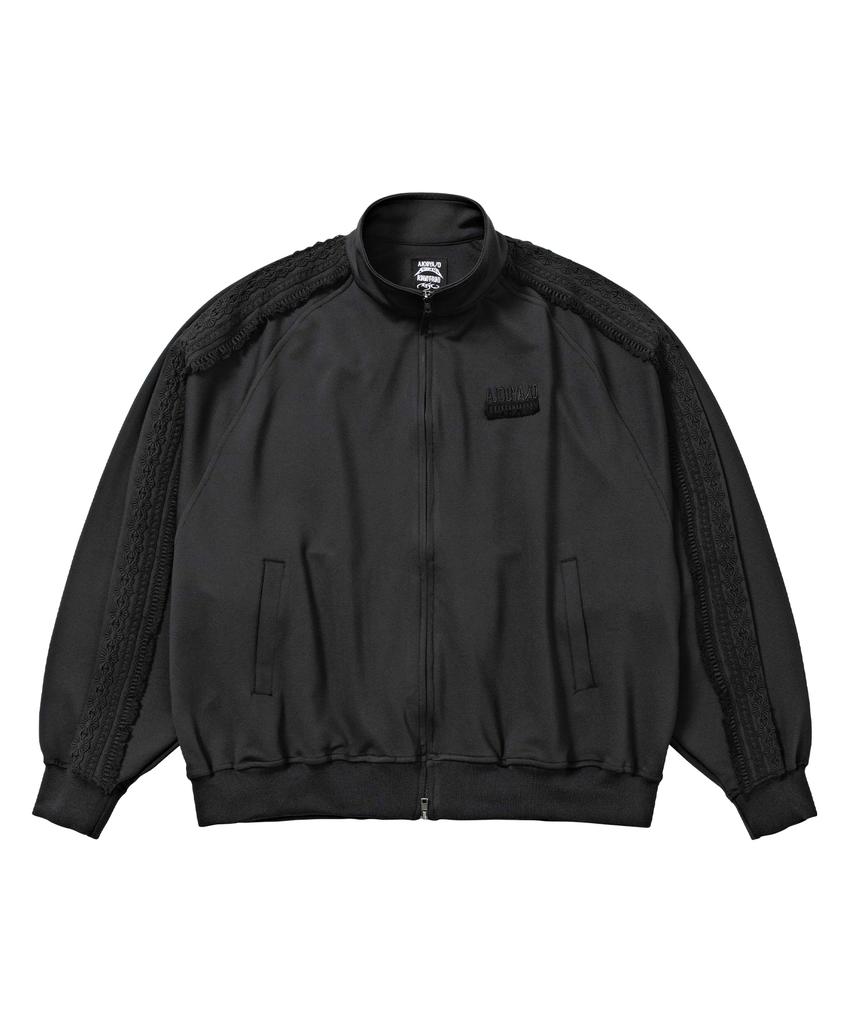 AJOBYAJO Multi Lace Trim Raglan Track Jacket [Black]