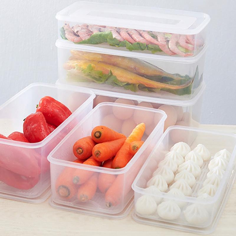 1Pc Covered Rectangular Refrigerator Fresh-Keeping Storage Box Plastic Transparent Large Capacity Sealed Storage Box