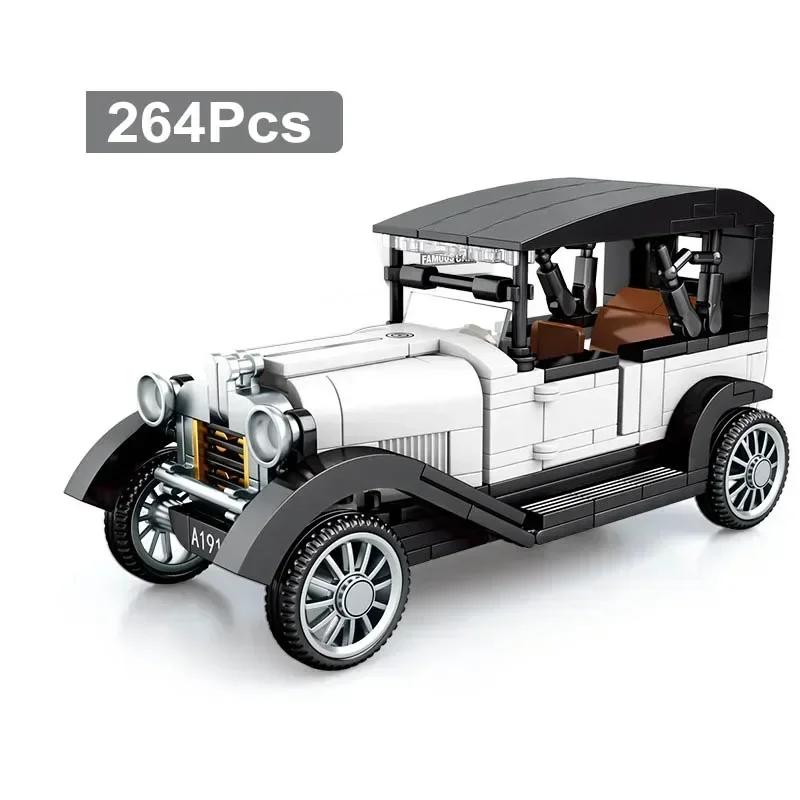 Technician Retro Antique Vintage Car Speed Champions Model Style Blocks City Classic Toys Gift Roadster Vehicle Supercar Brick