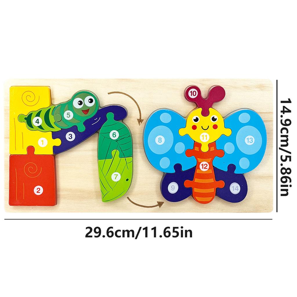 1pc Cartoon Dinosaurs Animals Grow Change 3D Puzzles Wooden Jigsaw Intellectual Games Kids Montessori Educational Toys Children