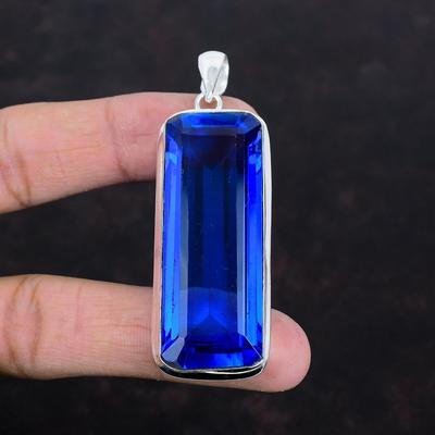 Faceted Tanzanite Quartz Pendant Genuine Gemstone Jewelry Antique Pendant 925 Sterling Silver Pendant Handmade Elegant Jewelry Gifts for Mom