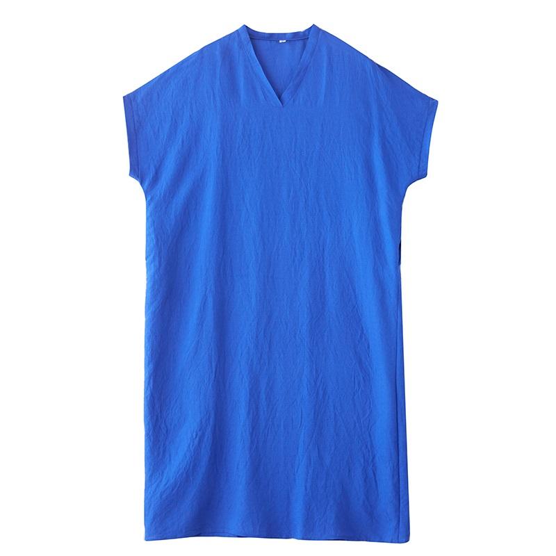 Vestido maxi largo de verano casual holgado de algodón vintage de manga corta para mujer de talla grande