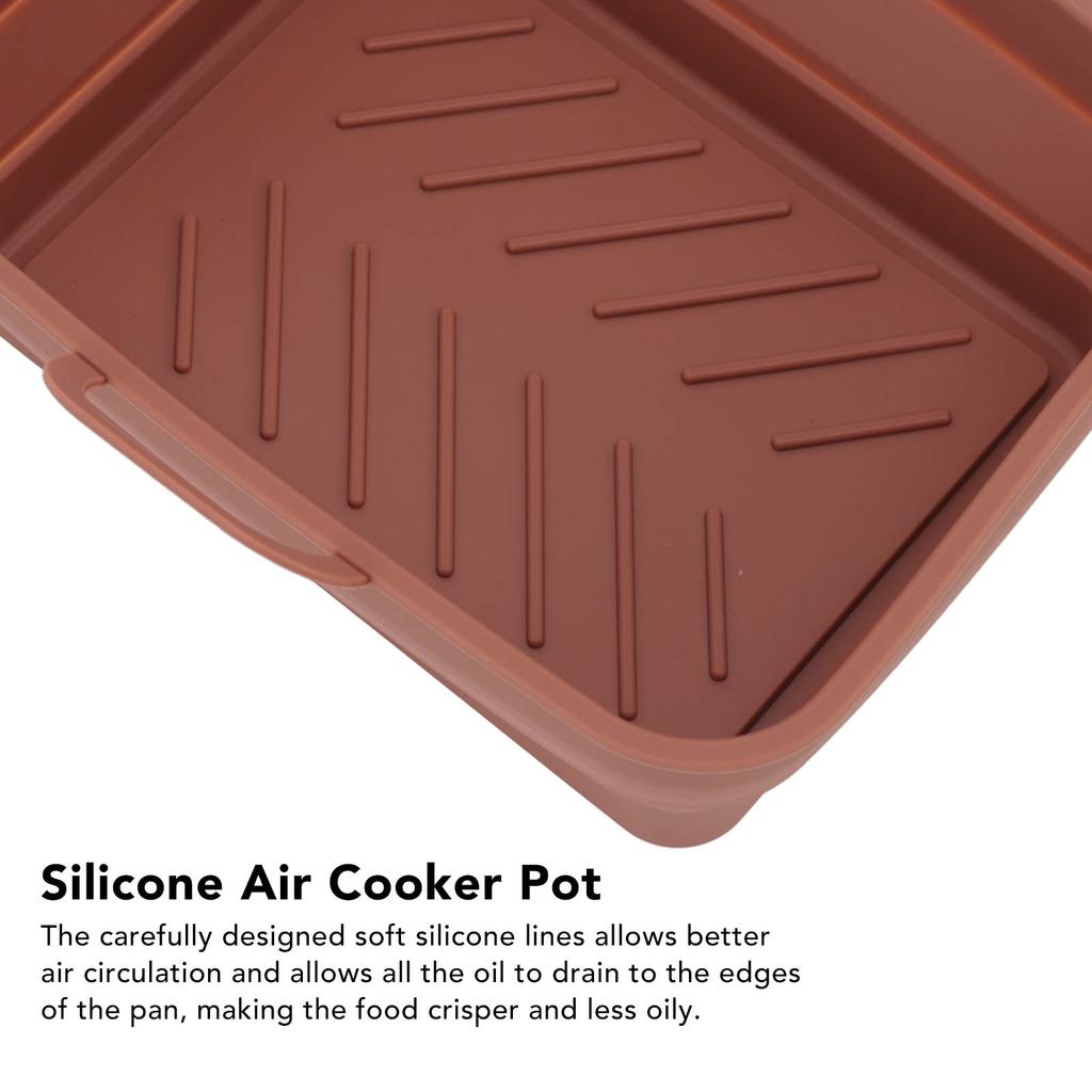 2 Pcs Silicone   Cooker Pot with Handle Rectangular Fryer Liner Tray Replacement for Kitchen Cooking Accessories