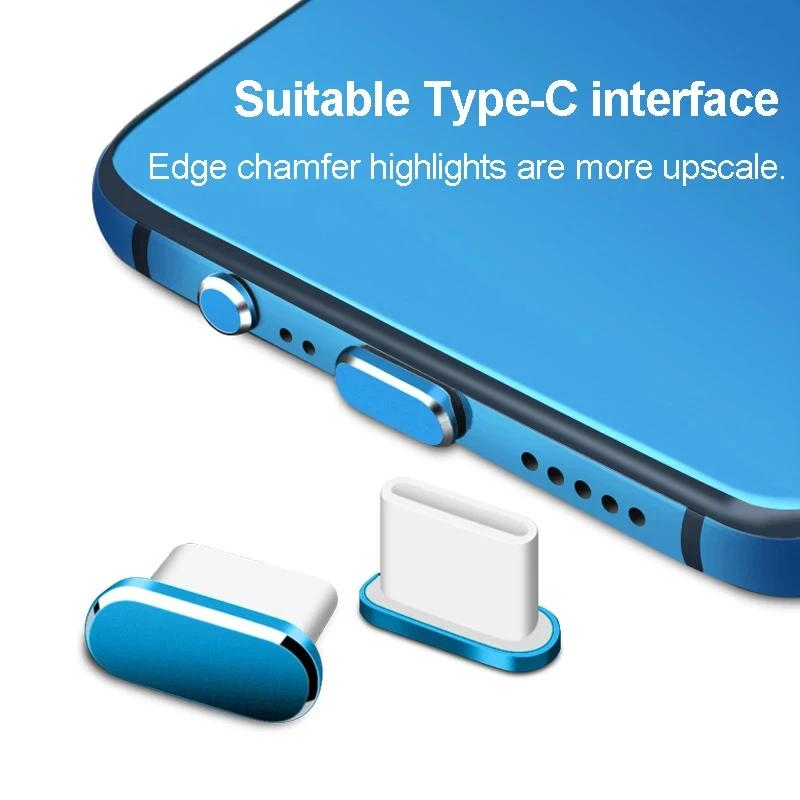 Metal Type C Dust Plugs Cellphone Anti-dust Protectors for Apple IPhone 17 16 15 Pro Max/15 Plus/15 Pro Samsung Dustplug USB C