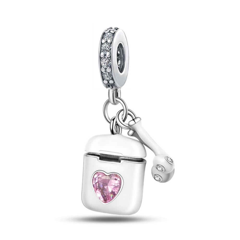 New S925 Sterling Silver Piano Guitar Audio Cassette Musical Note Bead Fit Original  Bracelet Trinket DIY Women Jewelry