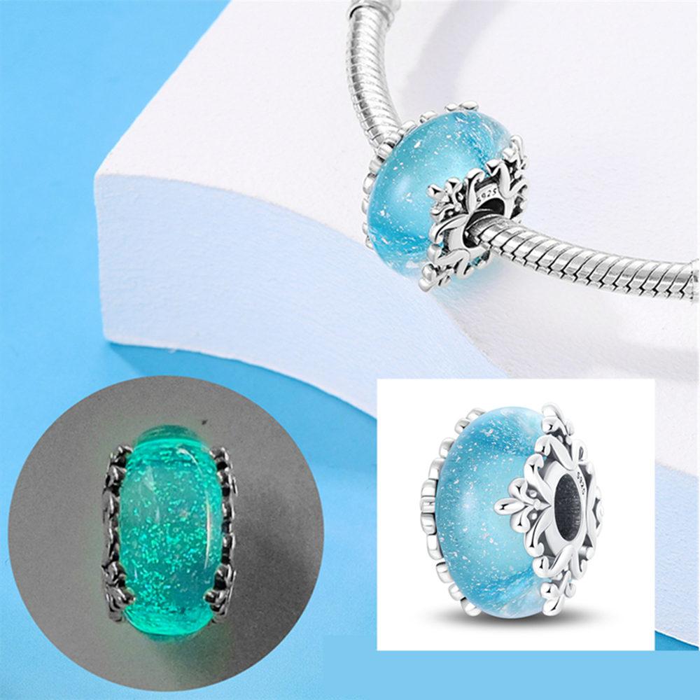 Authentic Certified Pink Glass Bead Blue Romantic Bead Charms Compatible With Bracelets Charm Bead Charms Copper Women Diy Jewellery Making