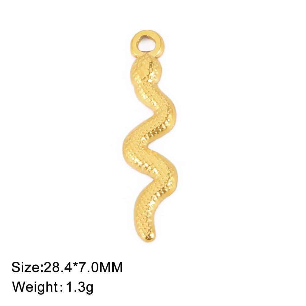 5pcs/lot Stainless Steel Snake Charms for Jewelry Making Gold DIY Pendant for Earring Necklace Bracelet