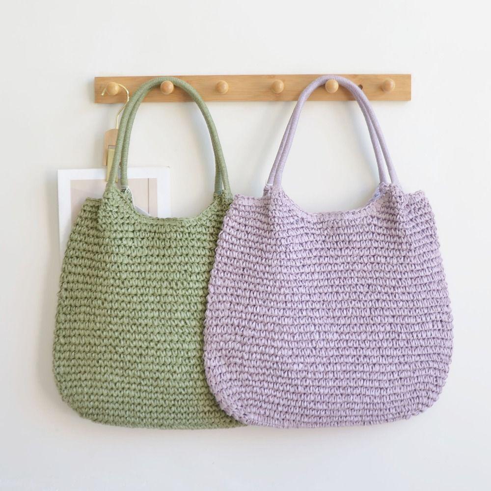Bohemian Straw Shoulder Bag Breathable Summer Beach Bag Leisure Weave Tote Bag Women