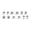 Salircon 6Pair/Set Gothic Skull Spider Web Cross Metal Pendant Earrings Women Punk Piercing Earring Party Jewelry Halloween Gift