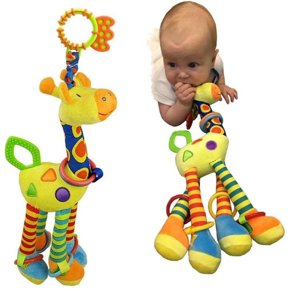 Early Education Giraffe Animal Handbells Plushies Doll Plush Rattle Teether Toys  Children Gift