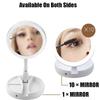LED Makeup Mirror With 1/10X Magnification - Double Sided, Adjustable, Foldable Vanity Mirror for Travel