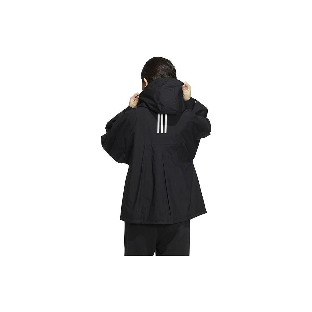 Adidas Solid Color Zipper Hooded Long Sleeve Jacket Women Jackets Black HM2777