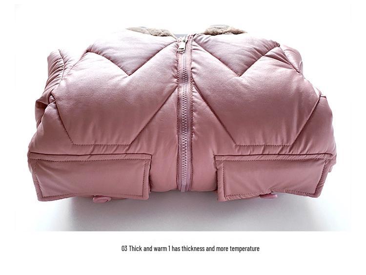 Winterlicher Mädchen-Baumwollmantel mit Kapuze im koreanischen Stil mit Fleecefutter - Mittellange und warme Jacke