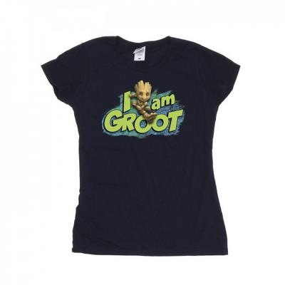Damen/Damen Guardians Of The Galaxy I Am Groot Springen Baumwoll-T-Shirt