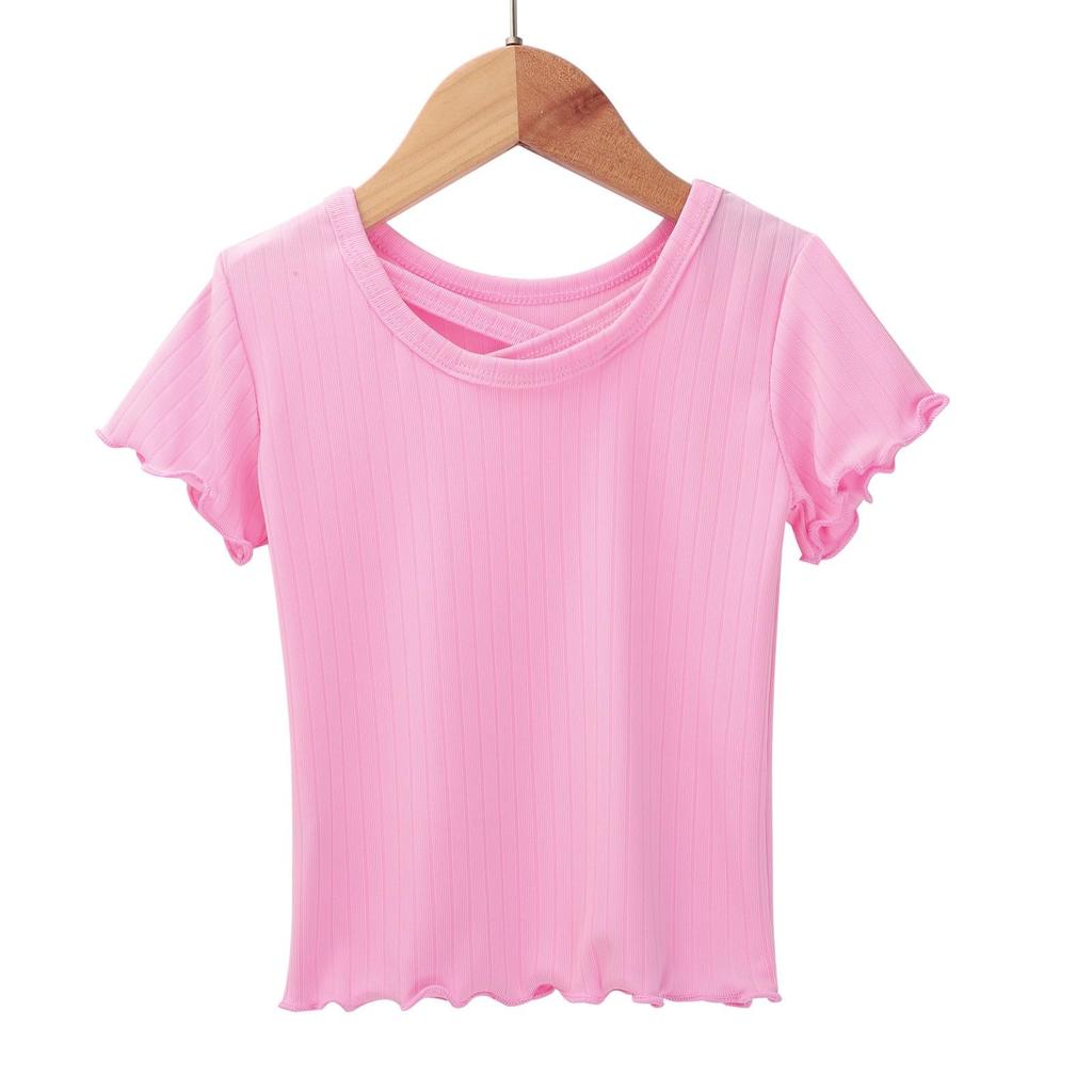 Mädchen Kurzarm T-Shirts Rundhals Oberteile