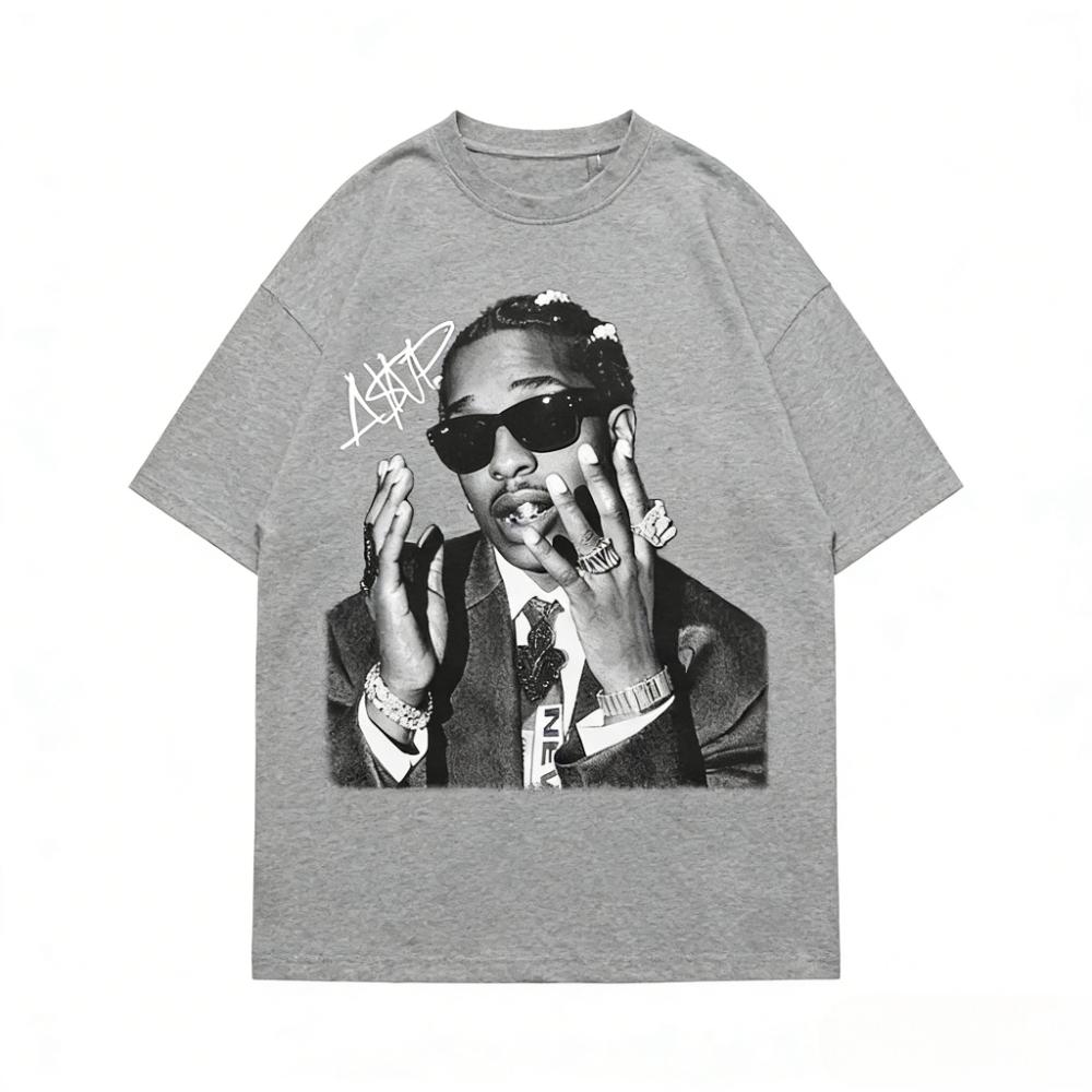 GUOYAN TOP ASAP ROCKY T-shirt met korte mouwen HIP HOP High Street Mannen Vrouwen Gothic Oversized T-shirts AAP Portret Casual Harajuku Tops 4XL