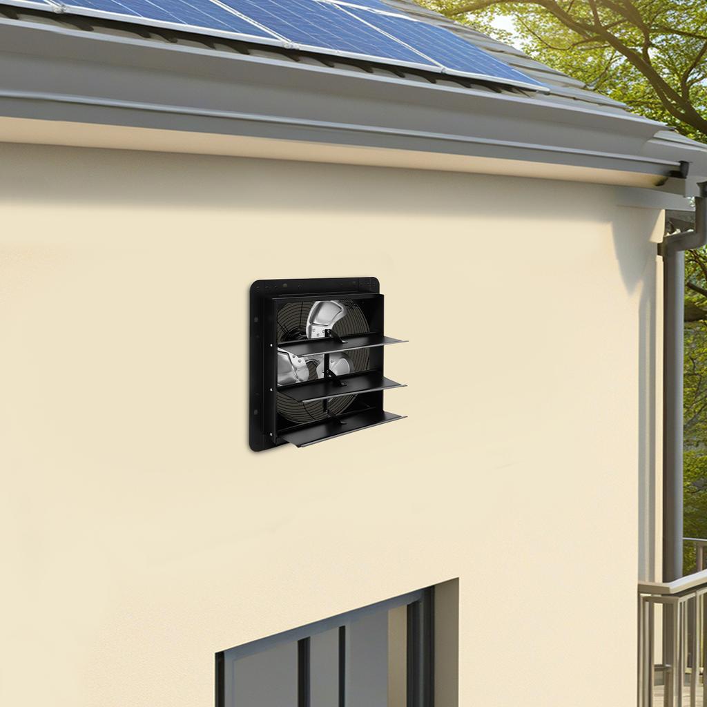 14-Inch Wall Mount Ventilation Fan with Digital Thermostat & Humidity Controller, IP44 Waterproof for Home, Garage & Warehouse