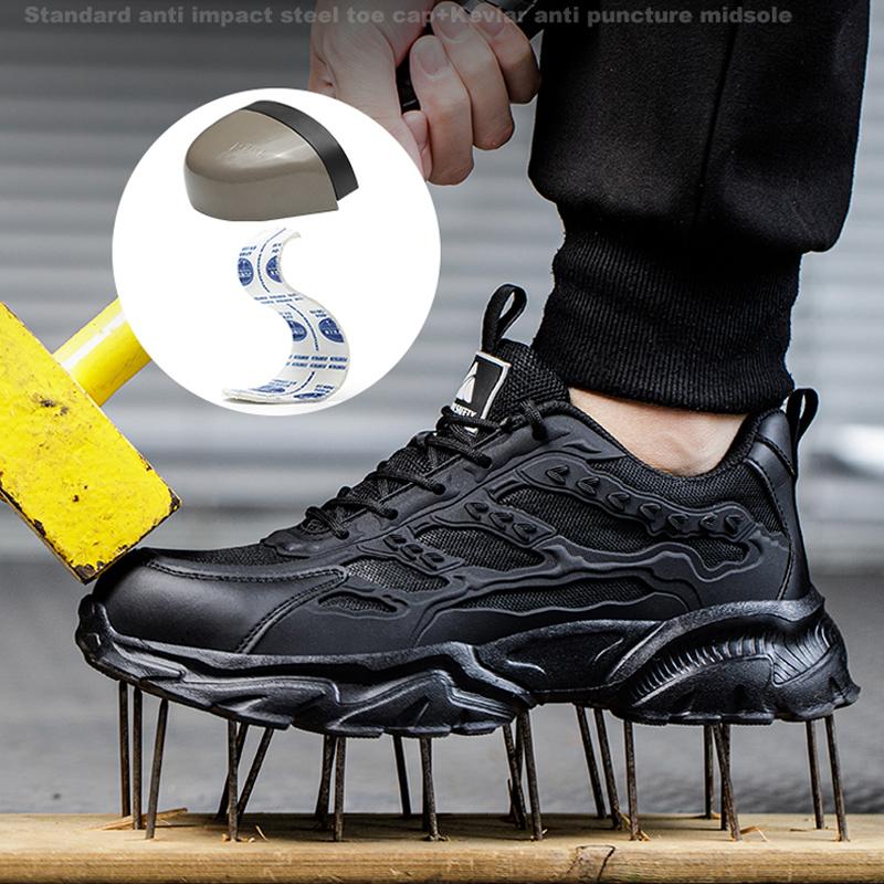 Summer Safety Shoes For Men Women Breathable Mesh Work Shoes Steel Toe Sneakers Men Lightweight Protective Shoes Indestructible