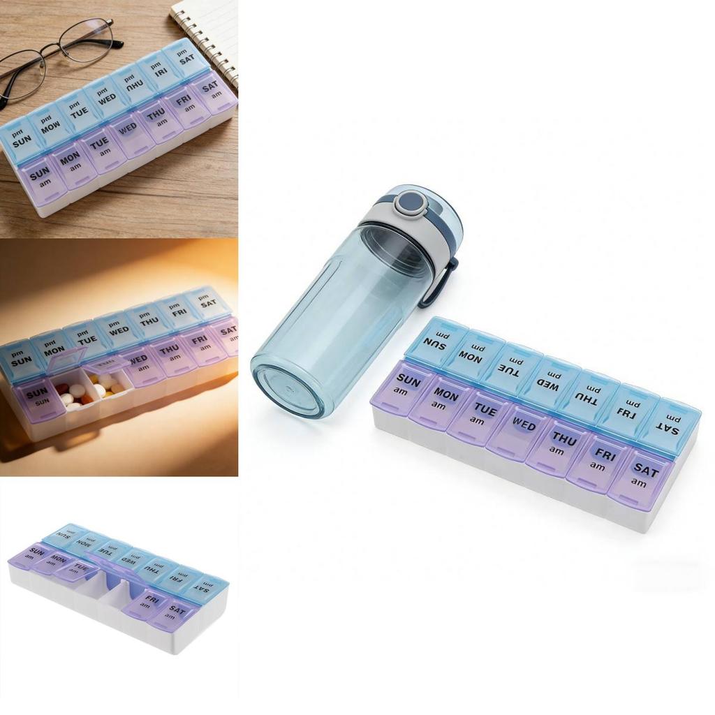 Compact Plastic Pill Storage Case With Multiple Compartments And Seal For Office And Travel