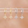 New Star Zircon Stainless Steel Pendant Hoop Earrings For Women 18K Gold Plated Pendientes Wedding Party Jewelry Accessory