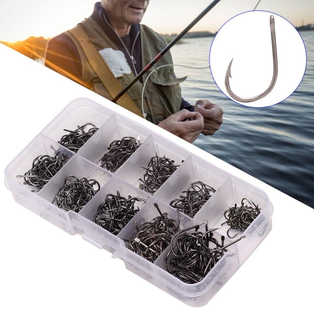 

500PCS High Carbon Steel Fishing Hooks Set 3#-12# Fishing Hooks Catfish Fishing 1#-with Holes