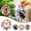 Christmas Cat & Dog Acrylic Pendant with Santa Claus Hat - New Decorative Ornament