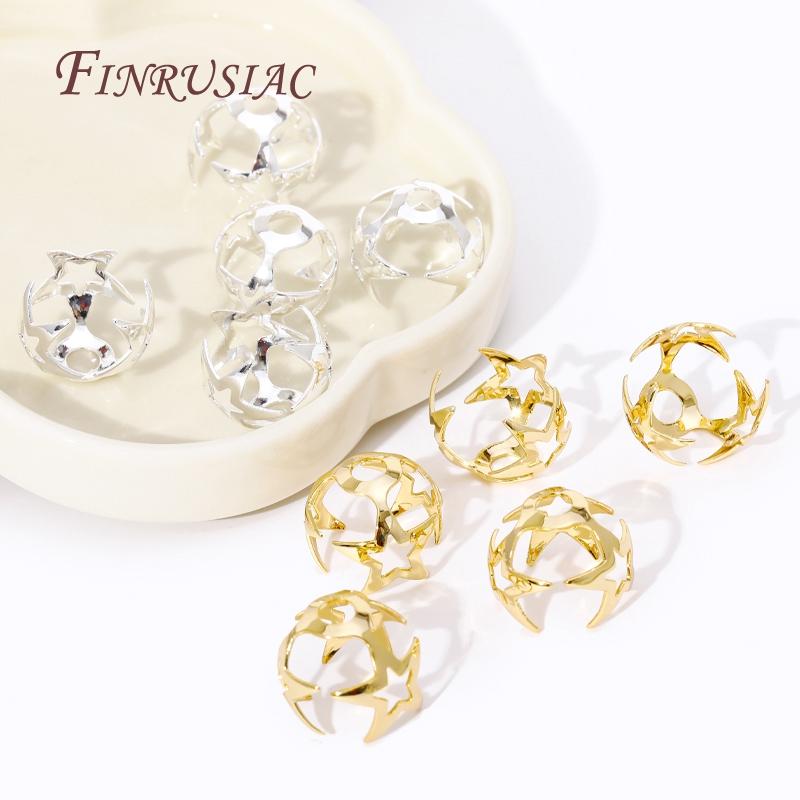 18K Gold Plated Brass Flower Bead Cap Large Star Shape Beads Caps for Beads DIY Beading Jewelry Making Supplies Wholesale