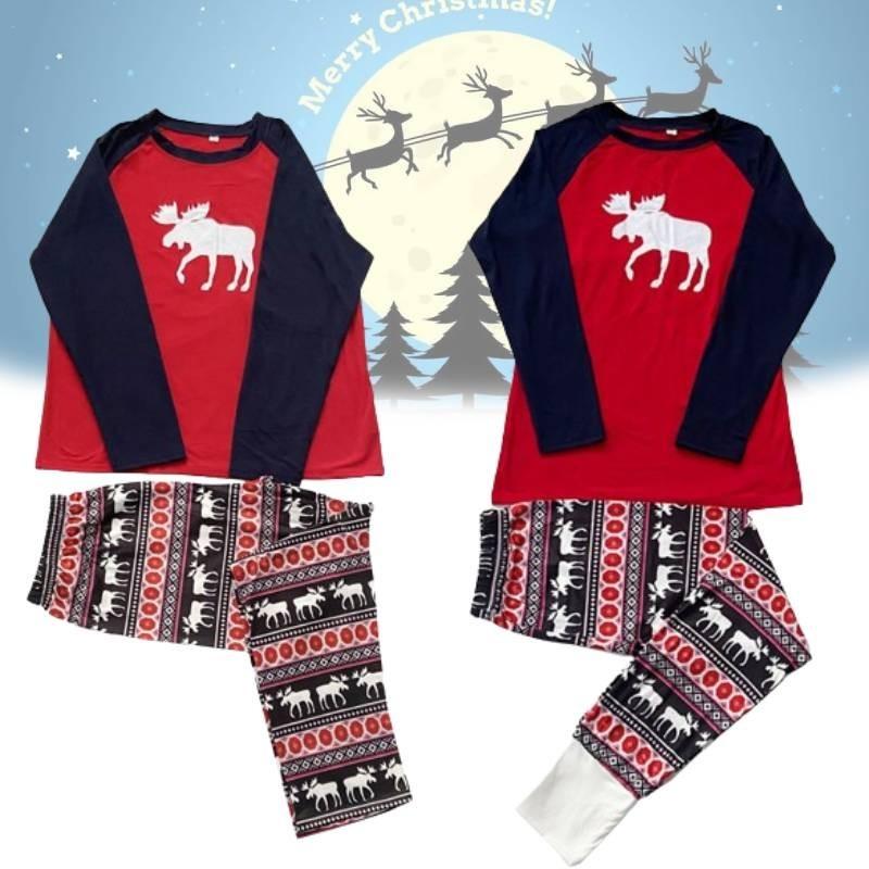 Cozy Christmas Family Matching Pajamas Set Deer Print Long Sleeve Winter Outfit