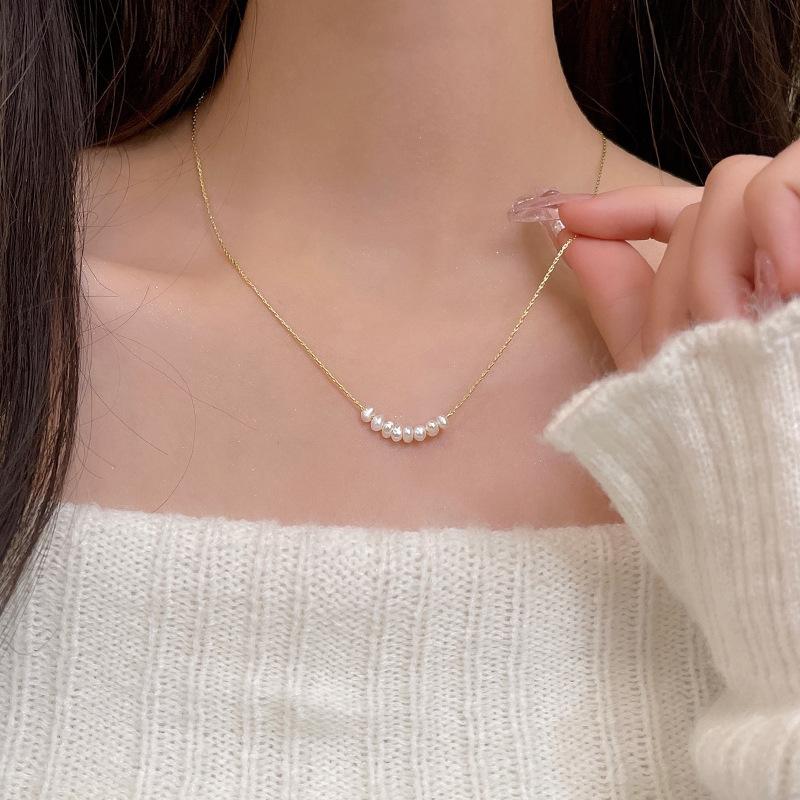 Vintage Pearl Necklace Women's Simple Titanium Steel Sweater Chain Spice Girl Accessories