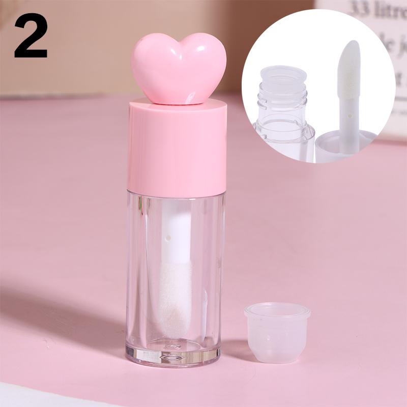 Tubes de Gloss Mignons en Forme de Cœur Transparents Rechargeables 4ml Contenants Cylindriques avec Applicateur Baguette pour Baume à Lèvres et Gloss DIY