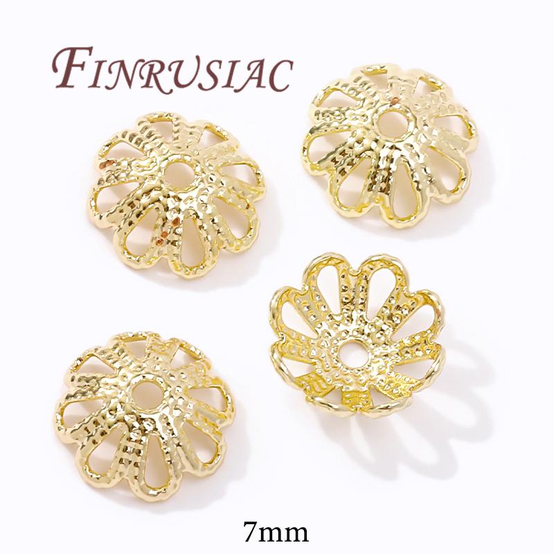 

18K/14K Gold Plated Flowers Filigree Beads Caps For Jewelry Making Separators For Bracelets Necklaces Accessories,Caps For Beads 20 pieces