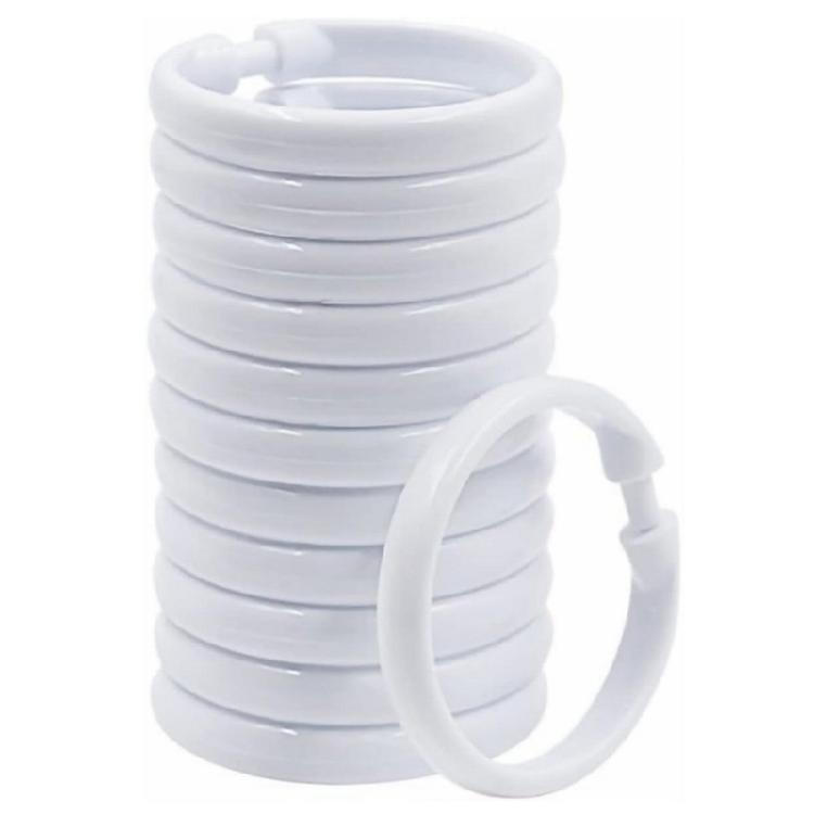 Duschvorhangringe aus Kunststoff, Duschvorhanghaken, O-Form Duschvorhanghakenringe Einfacher Schnappverschluss Duschhaken