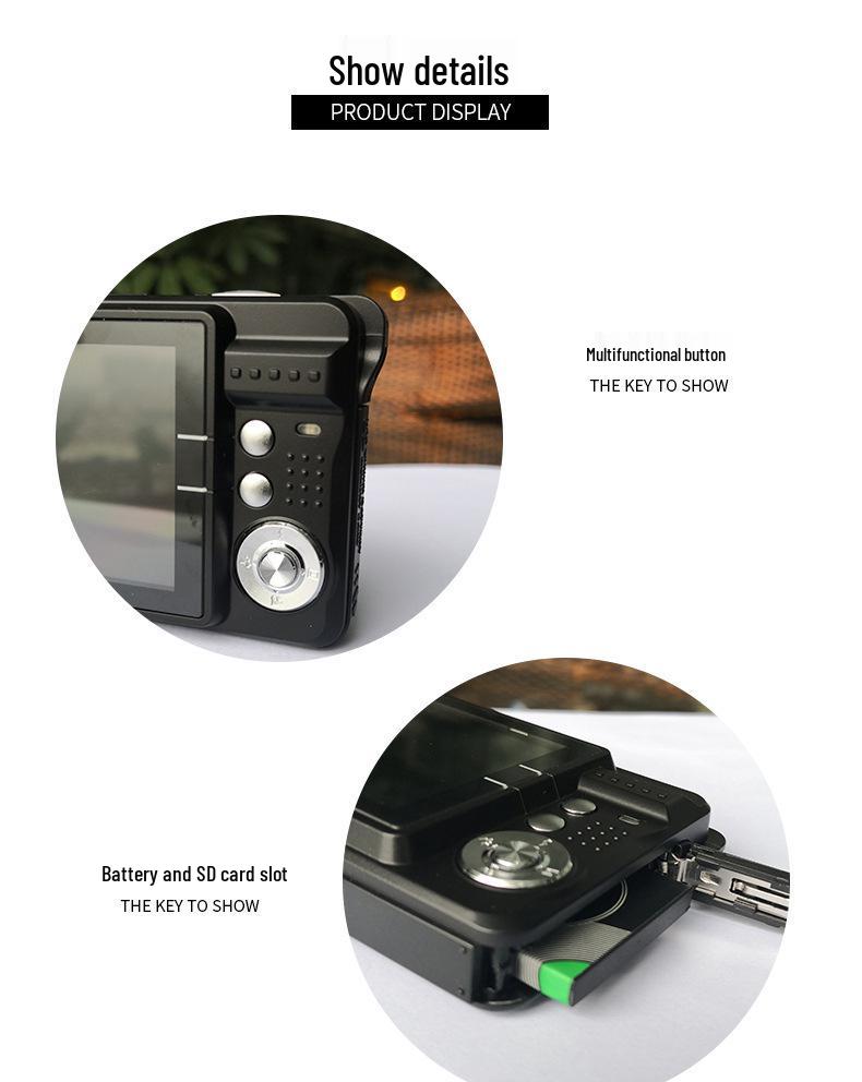 Retro HD CCD Digital Camera for Students - Entry-Level Vlog Camcorder