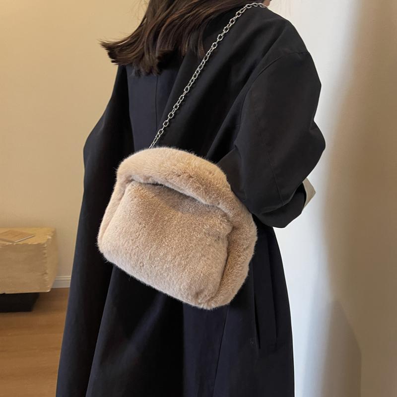 

Женская сумка через плечо с цепочкой Женская портативная плюшевая сумка