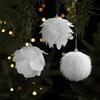 White Petal Foam Christmas Ball Ornament with Flocking Powder - Tree Pendant for Festive Decorations