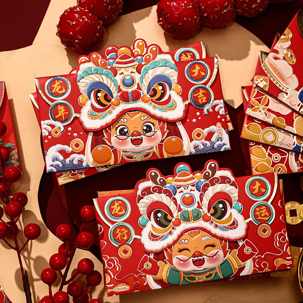 4 Pieces Chinese New Year Red Envelopes Of The Dragon Lunar New Year Red Packet For Spring Festival Chinese Cartoon Envelope