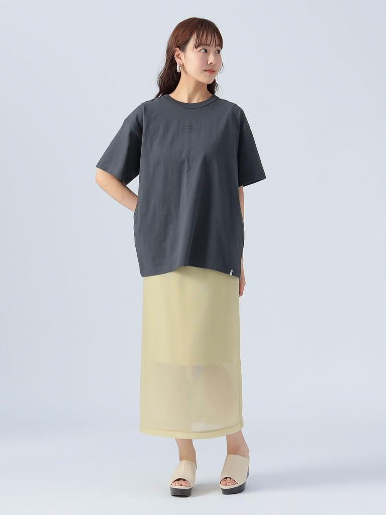 Beams Heart Printed Sasara Size 43080051213 Tee, B-HEART Logo, Embroidery, Women's, Charcoal, M,