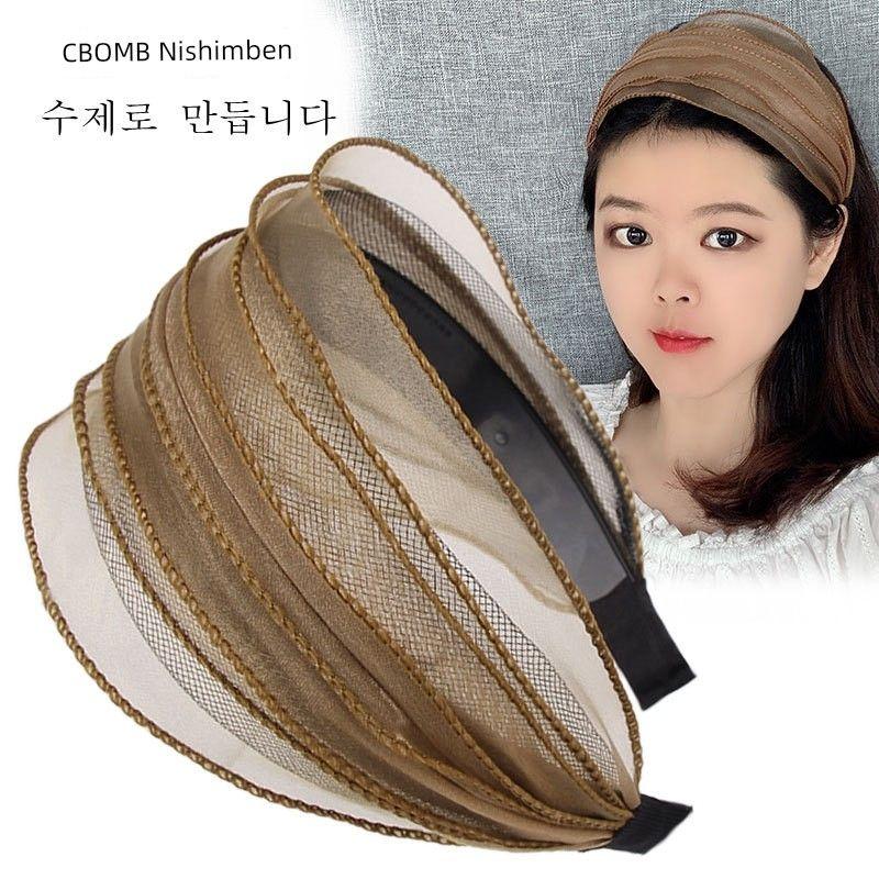 

Gauze Kerchief Women White Hair Cap Cover Headdress Toque Extra Wide Hair Band Hair Band Mother Cap Look Younger Hairpin Curry Standard