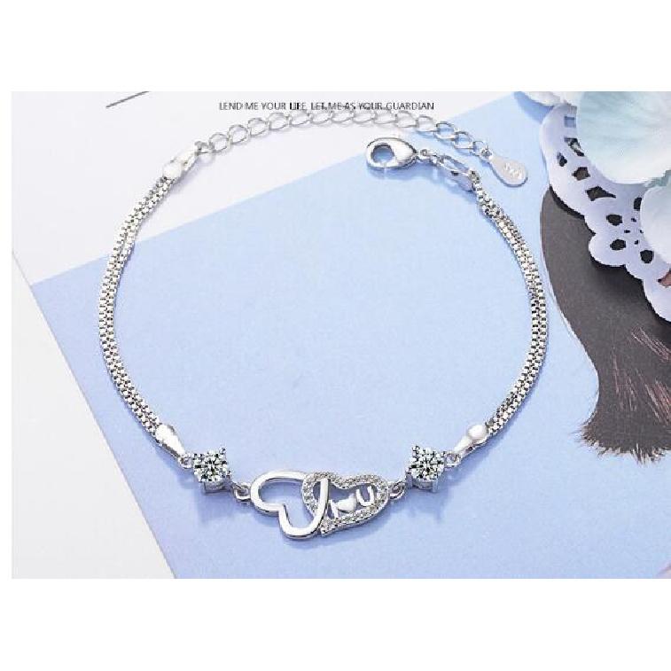 2018 Fashion White/Purple CZ Crystal Love Heart Forever 925 Sterling Plata Bracelet For Women Jewelry Chain Charm Bracelets